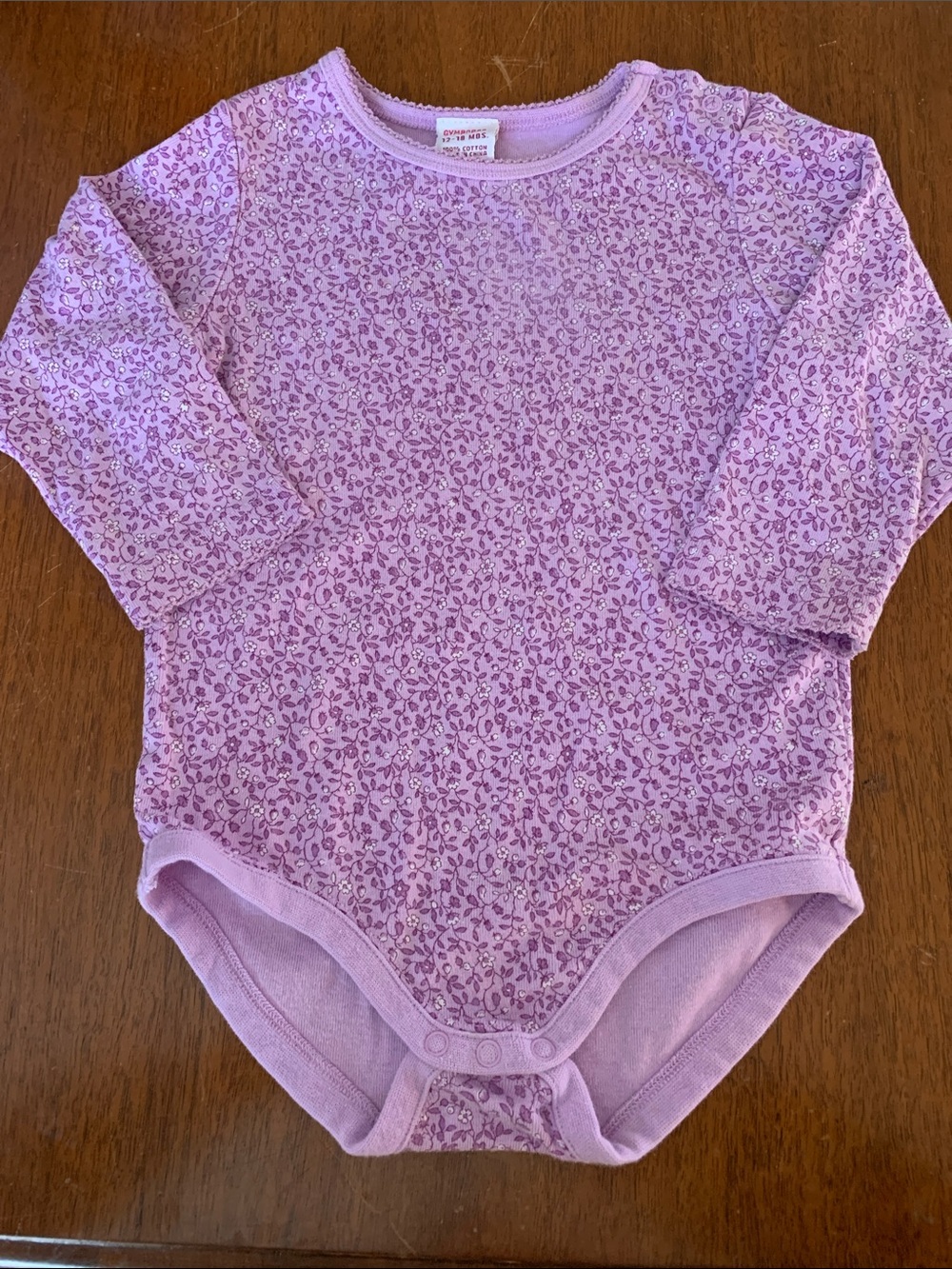 🍊5/$25 Vintage Gymboree Light Lavender Floral Long-Sleeve One-Piece